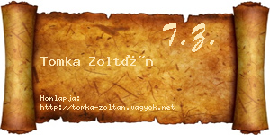 Tomka Zoltán névjegykártya